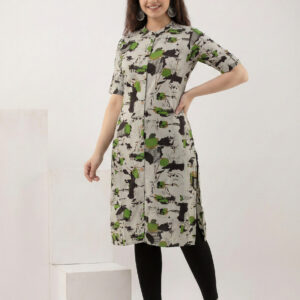 Rayon Printed Straight Kurti