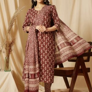 Cotton Printed Kurti Pant Dupatta Set