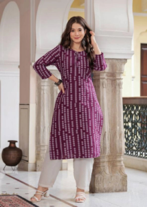 Rayon Printed Straight Kurti