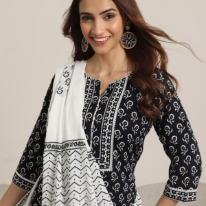 Cotton Printed Kurti Pant Dupatta Set