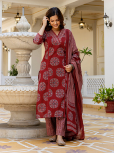 Cotton Printed Kurti Pant Dupatta Set