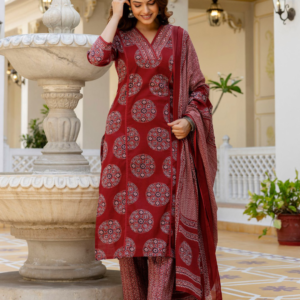 Cotton Printed Kurti Pant Dupatta Set