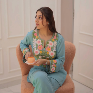 Sky Embroidered Co-ord Set
