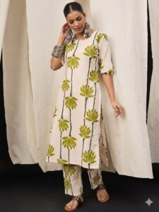 Rayon Printed Kurti Pant Set for Women