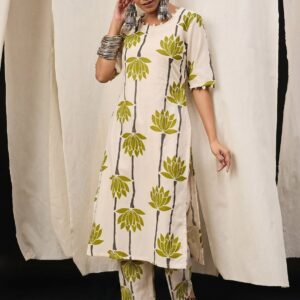 Rayon Printed Kurti Pant Set for Women