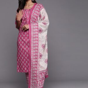Cotton Printed Kurti Pant Dupatta Set for Women